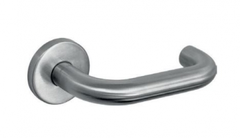 Stainless steel accessories handle on rose CISA for metallic door Andreu